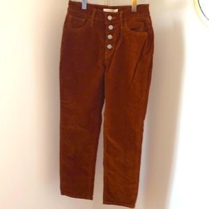 Levi’s Rust corduroy high rise skinny pant